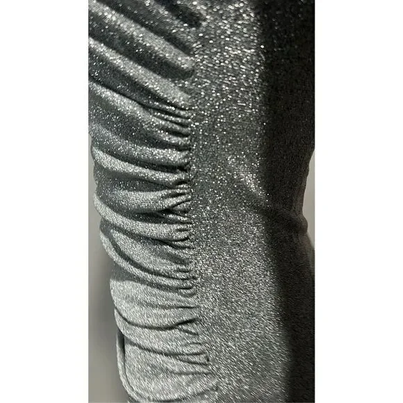 Alexis Admor Cutout Silver Ruched Shimmer Gown Size Small - Picture 10 of 10